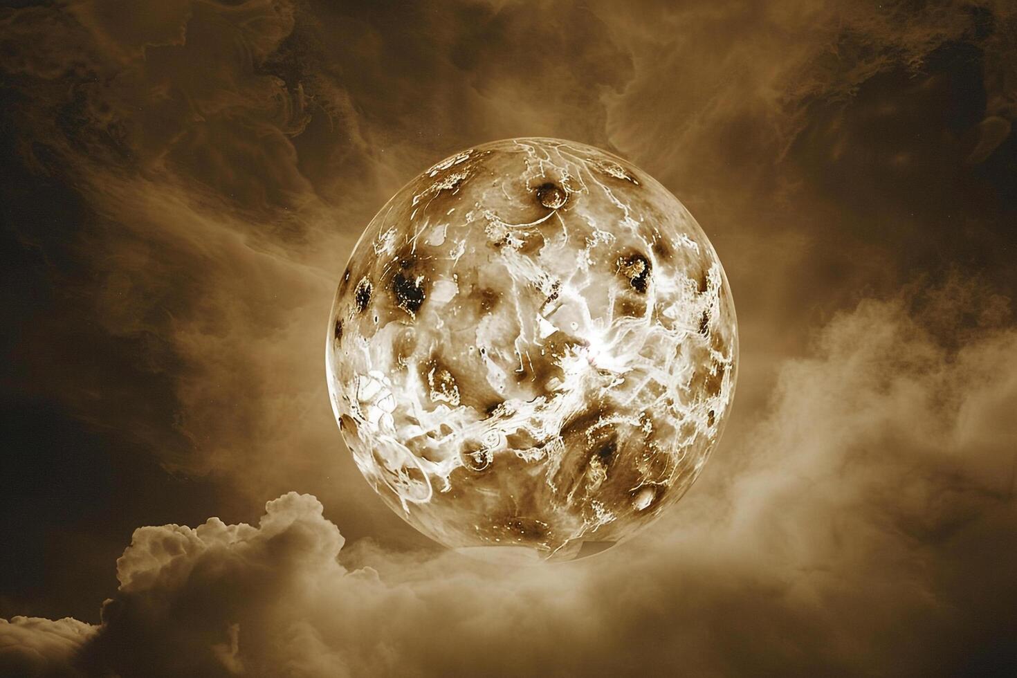 Venus with Its Thick Cloud Cover Revealing Hints of Its Volcanic Terrain Beneath Background and Nature photo