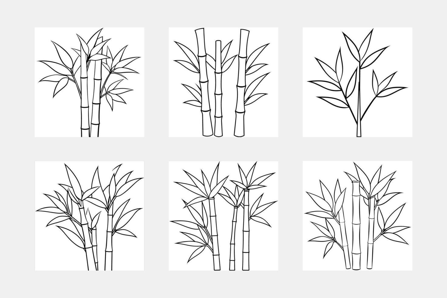 Captivating Bamboo Line Art Set for Modern Graphic Design vector