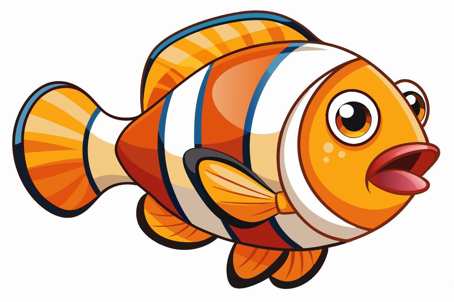 Funny Clownfish Illustration Cartoon Clipart And Line Art Design, Cute and funny clownfish illustration in cartoon style with white background. vector