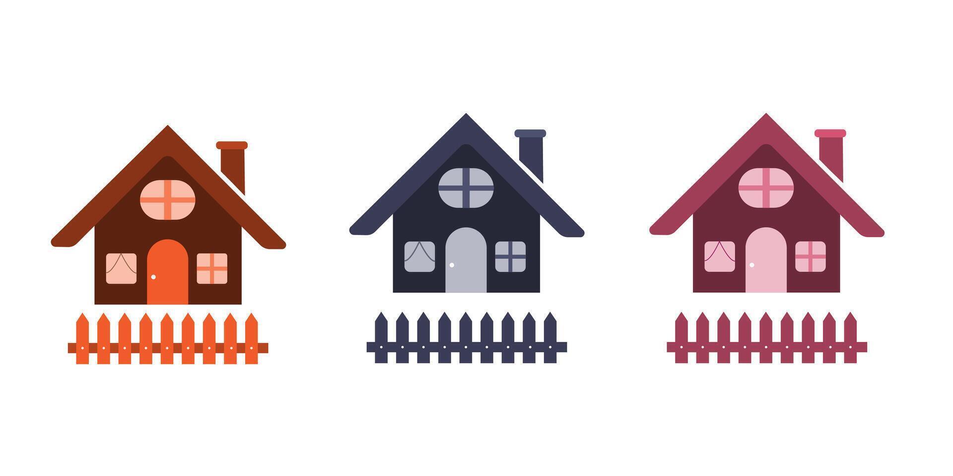 House icons set. Home icon collection. Real estate. Flat style houses symbols for apps and websites on whit ebackground vector
