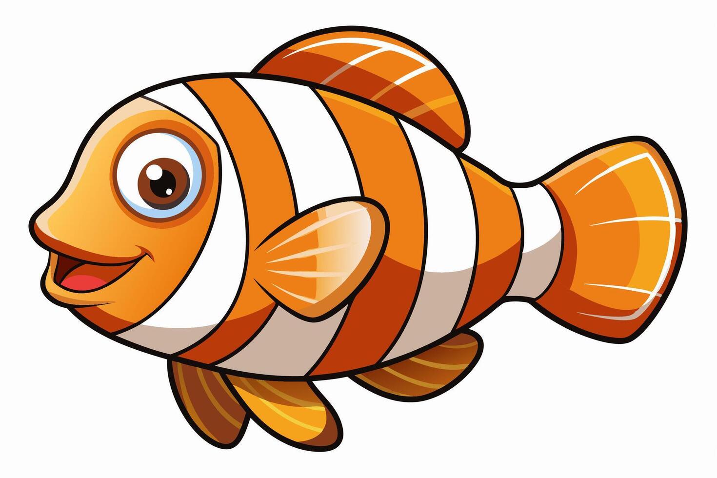 Funny Clownfish Illustration Cartoon Clipart And Line Art Design, Cute and funny clownfish illustration in cartoon style with white background. vector