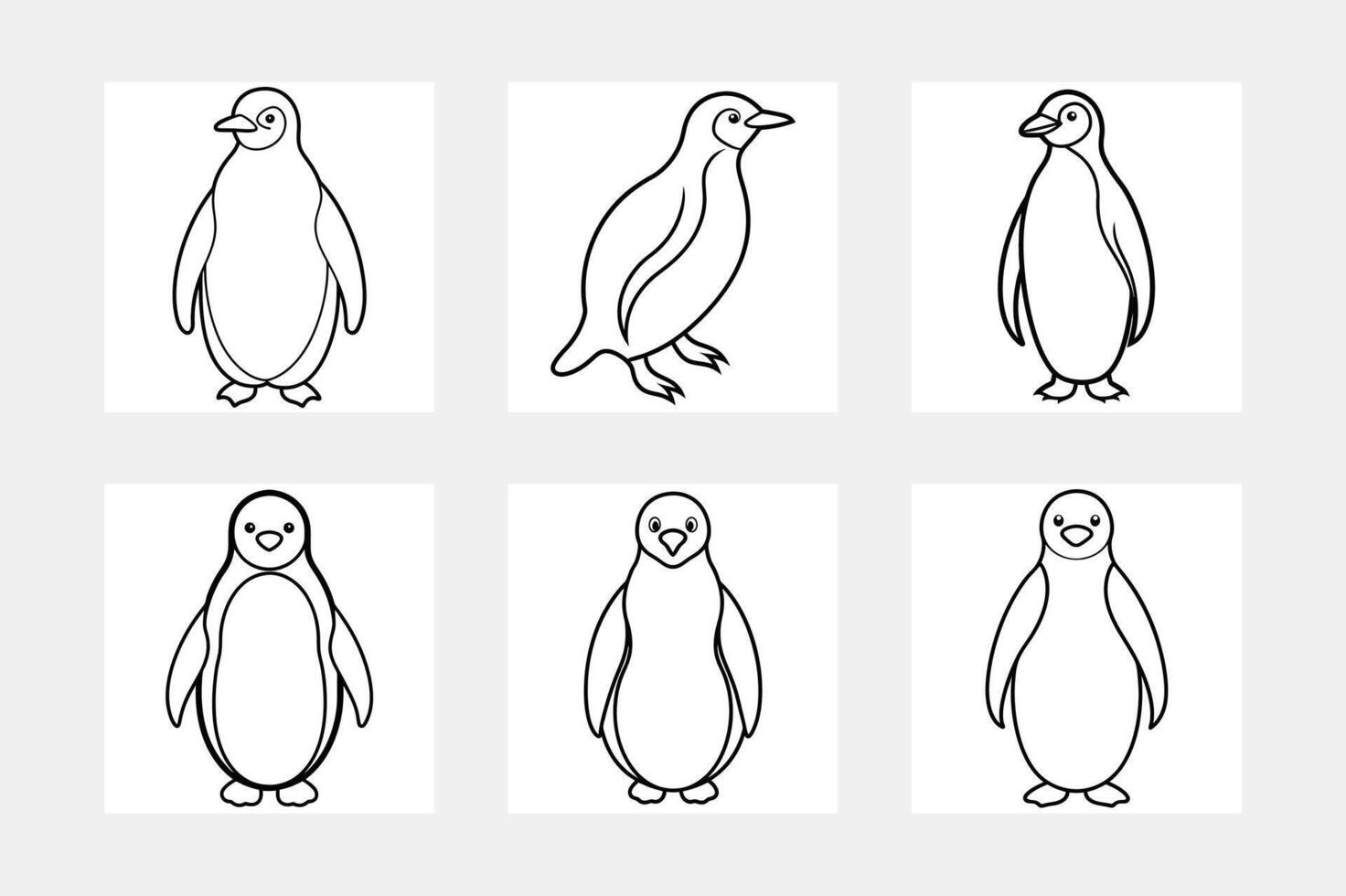 Penguin Line Art for Kids Fun Coloring Book vector