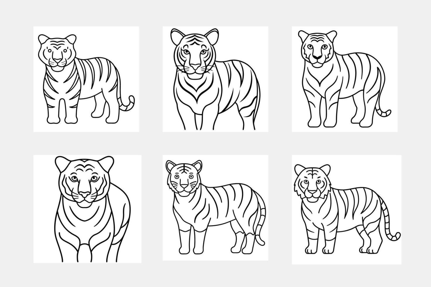 Brighten Up Kids Coloring Books with Tiger Line Art vector
