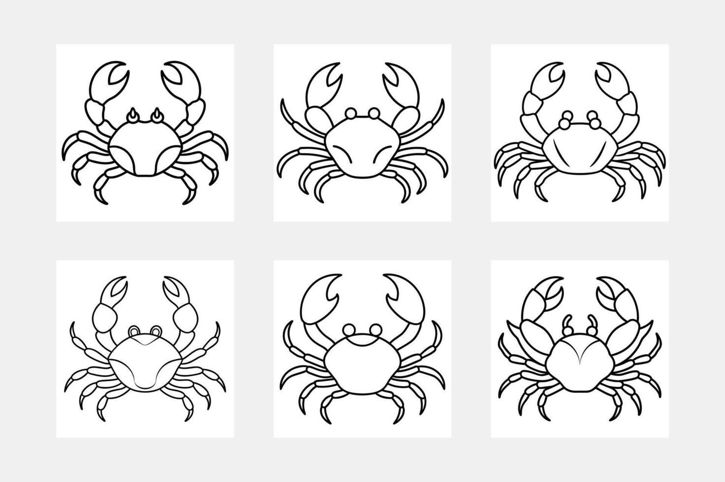 Crab Line Art Set for Kids Coloring Book Fun Illustrations vector