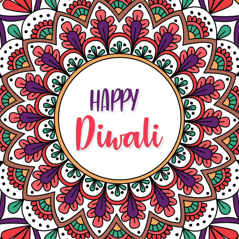 Diwali Festival Background Round Floral Ornament - Diwali Background Template with Floral Ornet. vector