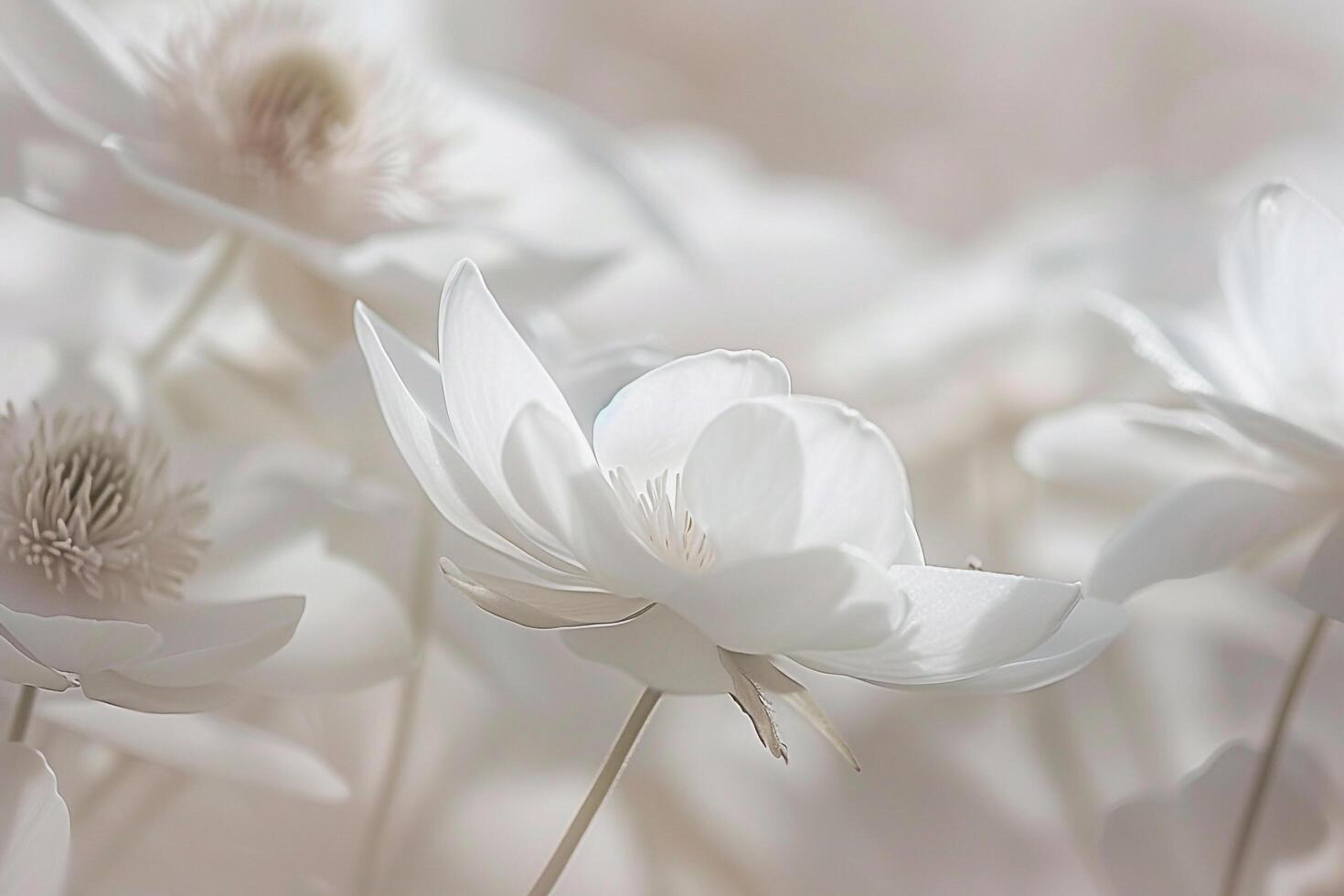 Windflower Nature Background with Delicate Windflower Petals in a Serene Garden Setting photo