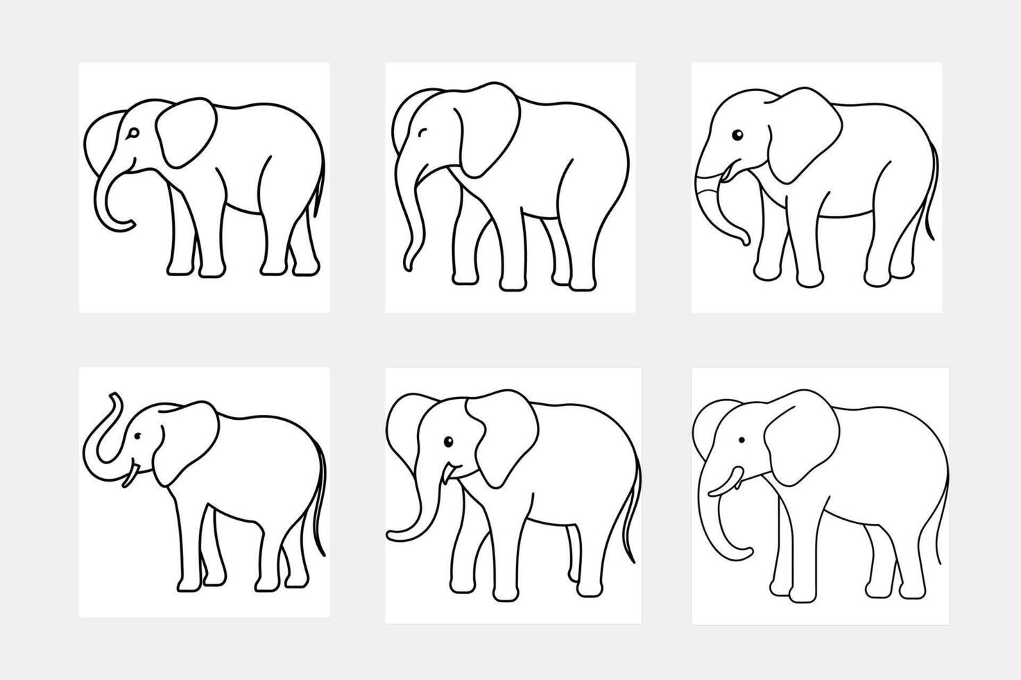 Elephant line art illustration set inspiration vector