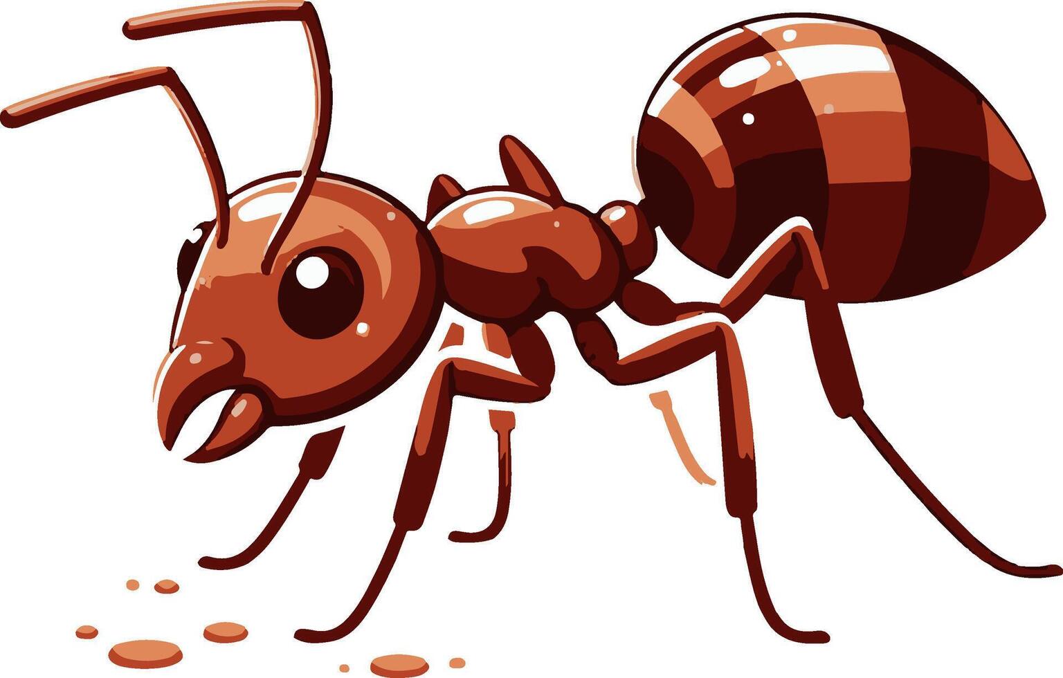 Ant silhouette and illustration with a white background. vector
