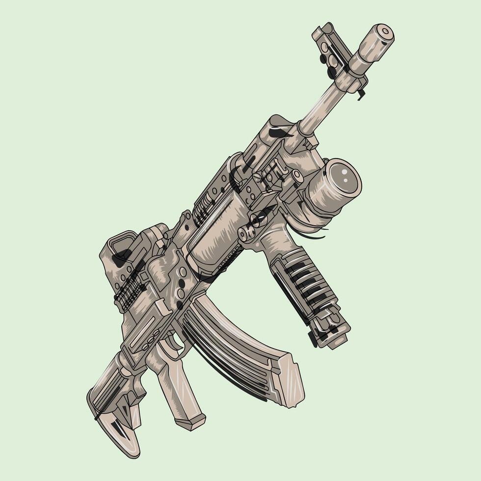 Illustration of a Military-Grade Assault Weapon vector