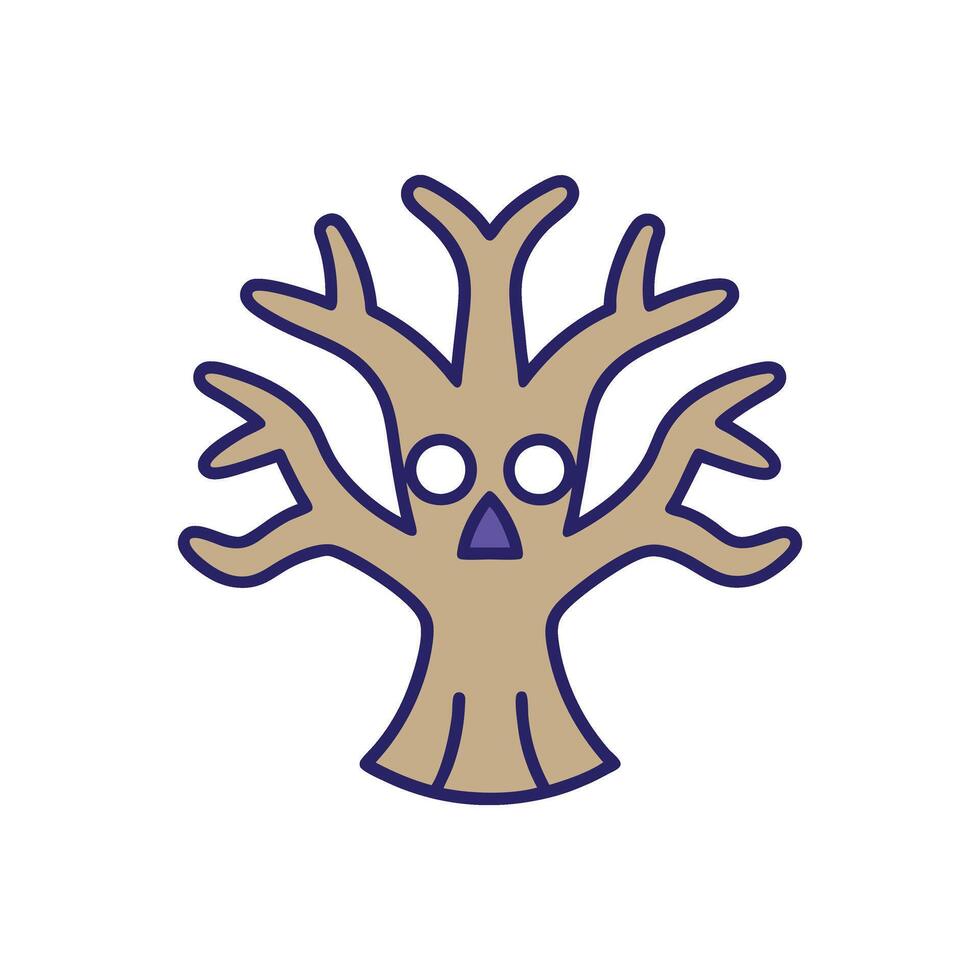 Spooky Trees Cartoon, clipart, and line art design for Halloween vector