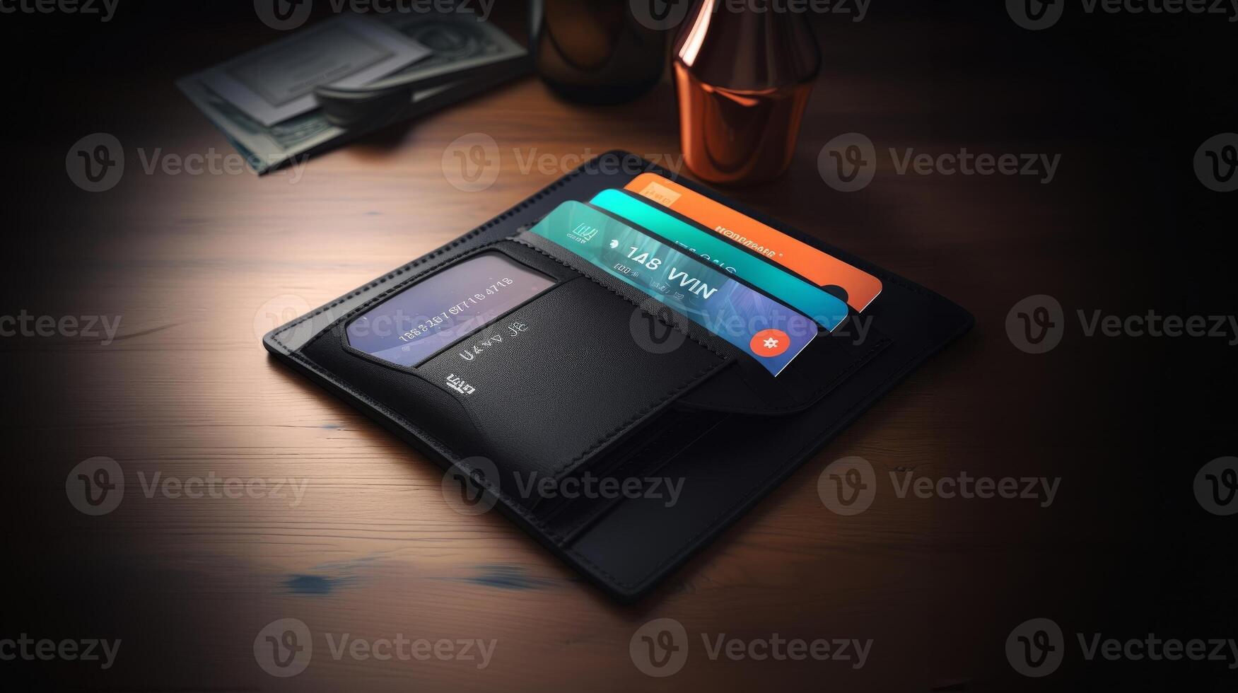 CloseUp of a Wallet with Payment Cards.Generated image photo