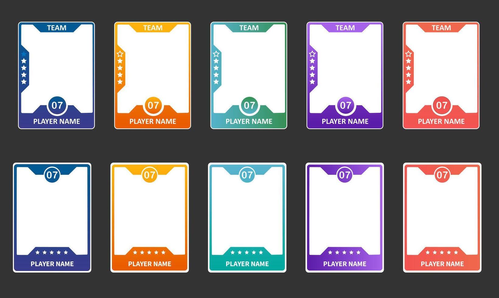 Game sports card template. A set of trading frames for football, basketball and hockey players.Sports trading card templates. vector