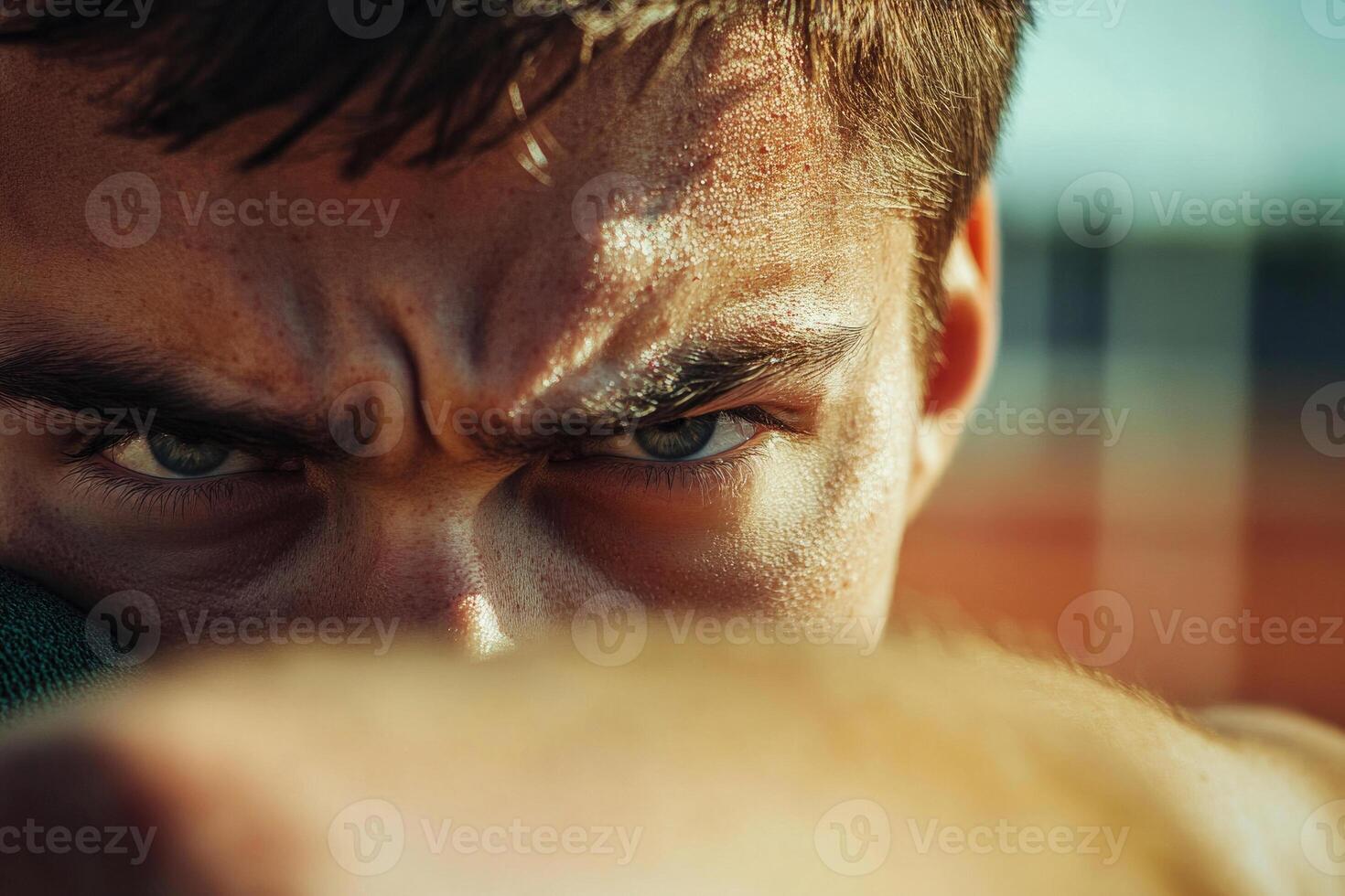 Athlete preparing to throw shot put photo