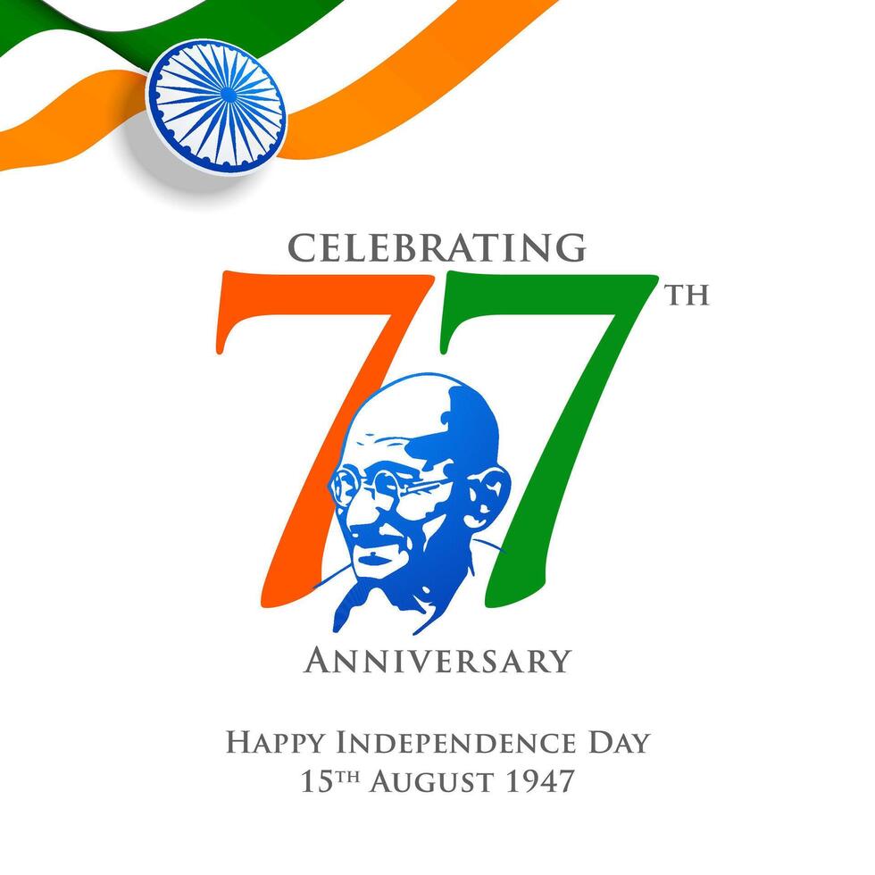 WeCelebrating 77 years of Independence India, Happy Independence Day on 15th of august, 2024. Web Banner, post, digital ad, logo, mnemonic, template design, unit, , poster, creative . vector