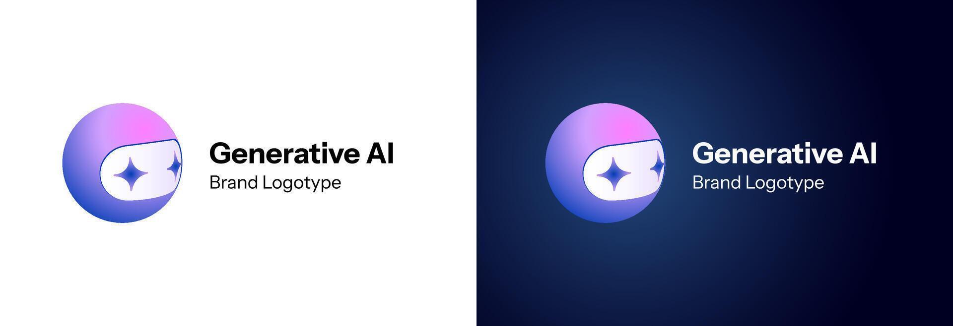 Modern AI icon with chatbot mascot. Futuristic robot head with gradient colors and minimal design. Symbol of artificial intelligence, digital innovation and machine learning. illustration. vector