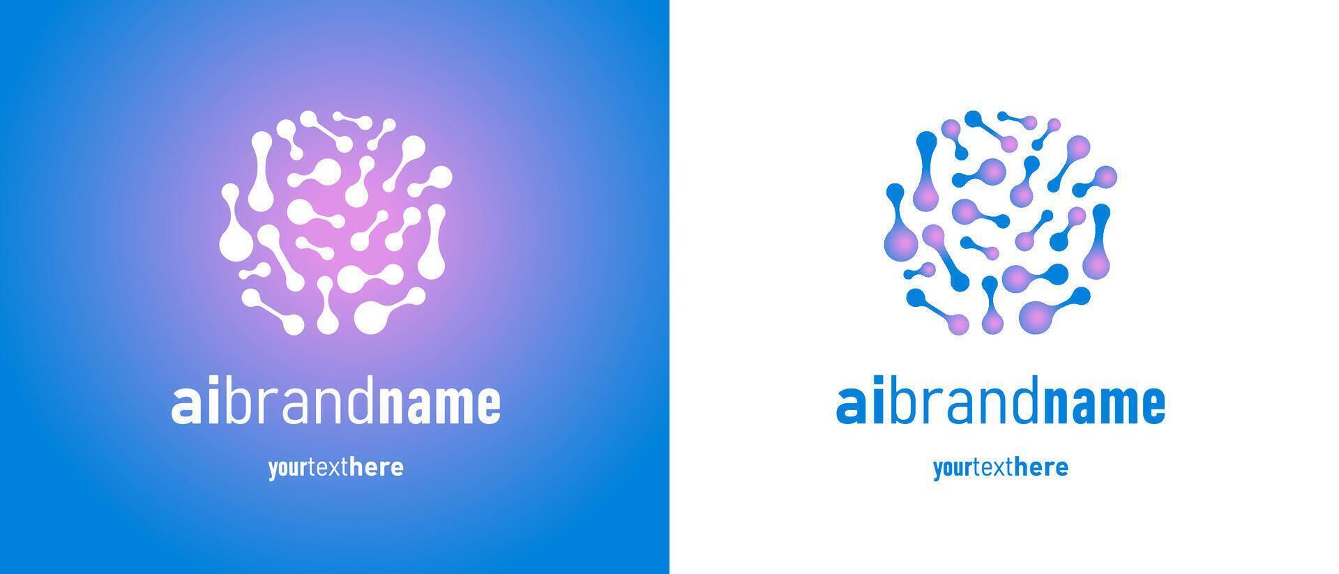 Futuristic AI brain logo with neuron connections and digital network. Modern icon with gradient colors for artificial intelligence technology innovation. Perfect for app, website or branding vector