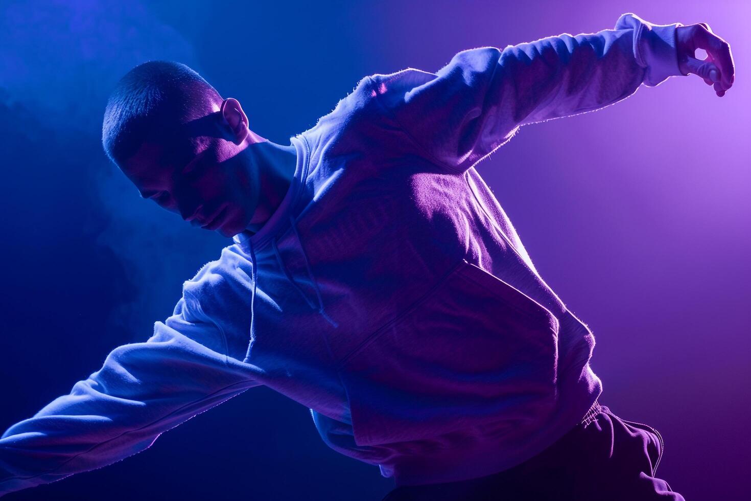 Trendy Sweatshirt Model in Cobalt Mid Action Lifestyle portrait emphasizing Dynamic MoveMalet and Modern Males Fashion photo