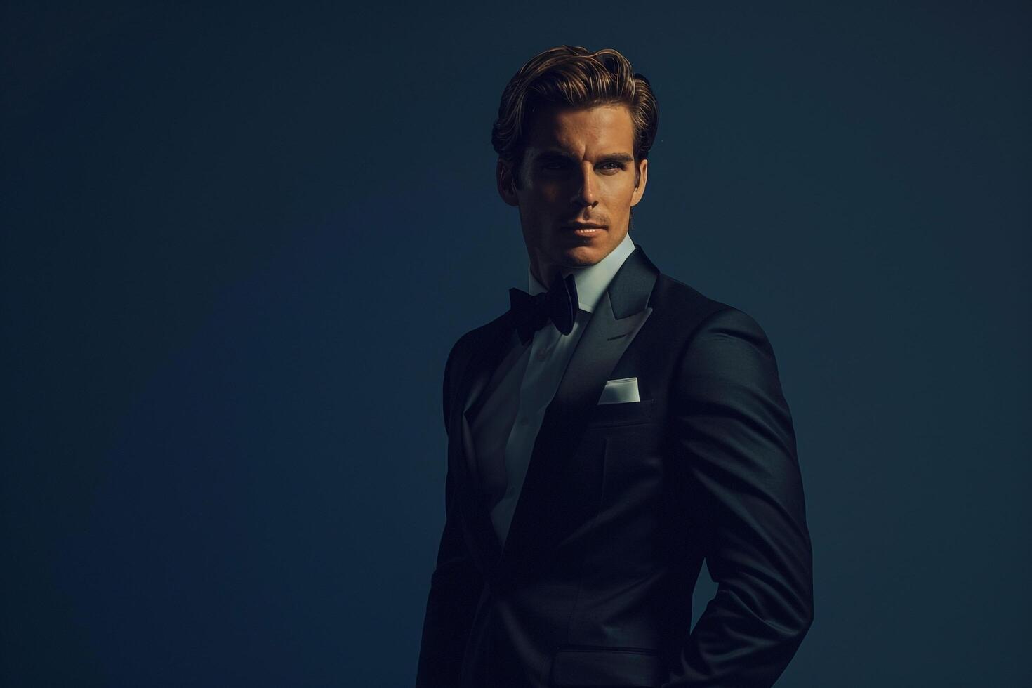 elegant Fashion Model in a Formal Attire with a Maleswear Background Modern Male portrait Trendy Lifestyle photo
