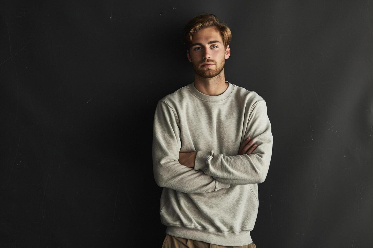 vintage sweatshirt with agraphite black male background male dress portrait reflecting retro fashion and contemporary lifestyle Males photo