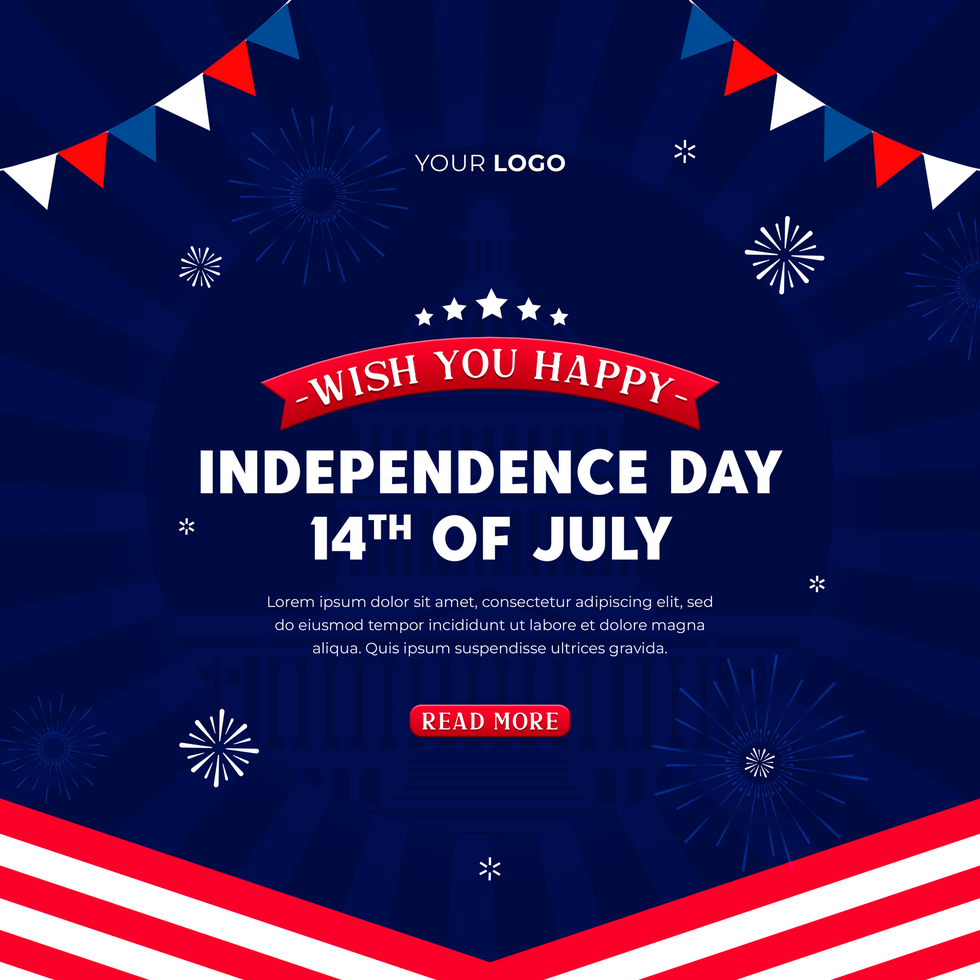 4th july independence day in flat design for social media post psd