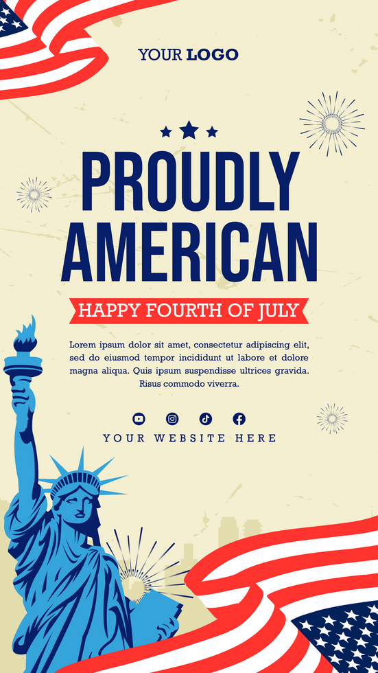 American independence day 4th of july social media stories template psd