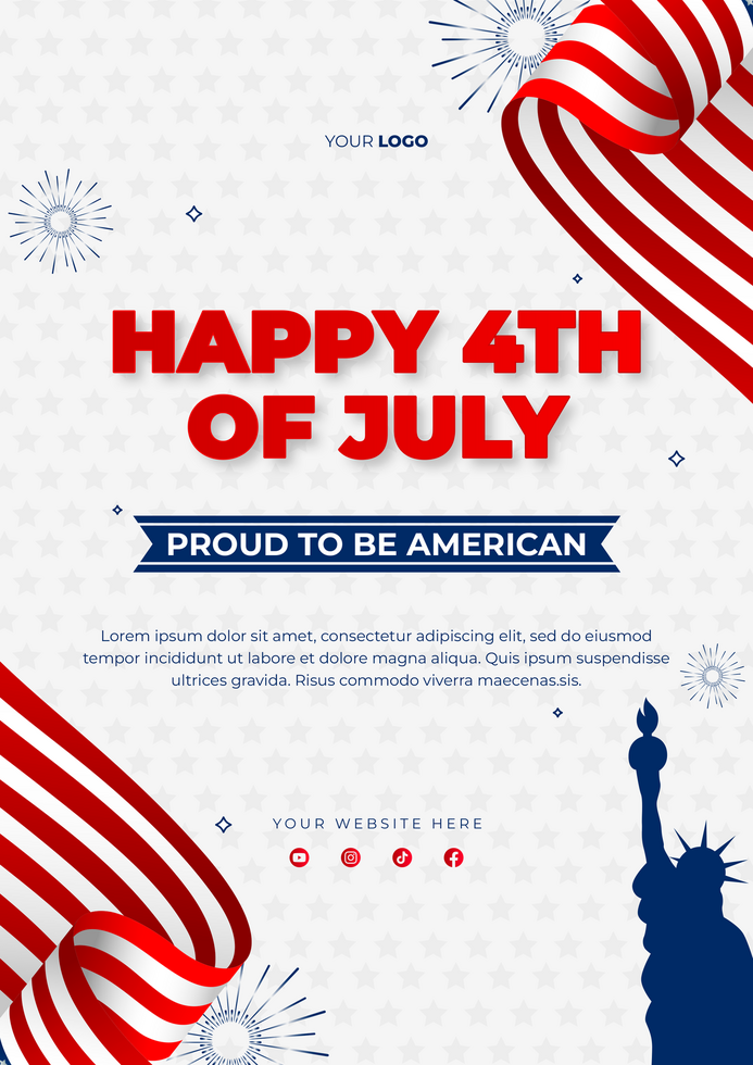 Flat flyer template for american 4th of july celebration proud to be american psd
