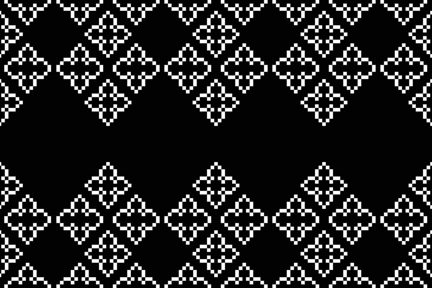 Ethnic black motifs geometric fabric pattern cross stitch.Ikat embroidery Ethnic oriental Pixel black background.Abstract,illustration.Texture,decoration 18.8.24 4. vector