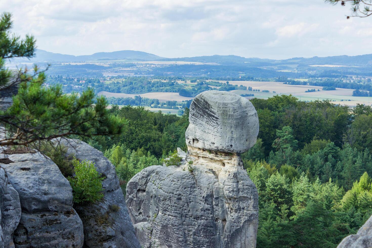 Hruboskalsko, Czech Republic - July 17,2024. Rock panorama, sandstone rock city photo