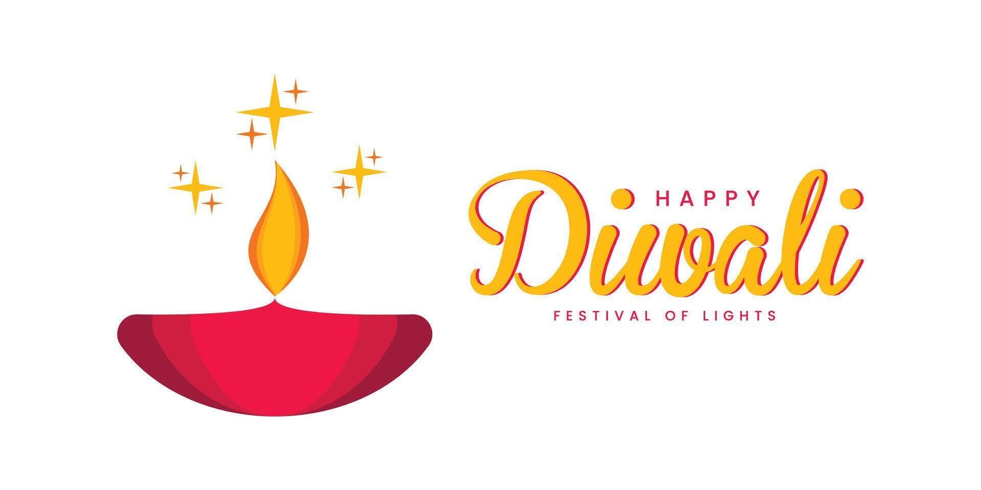 Happy Diwali Banner with Diya vector
