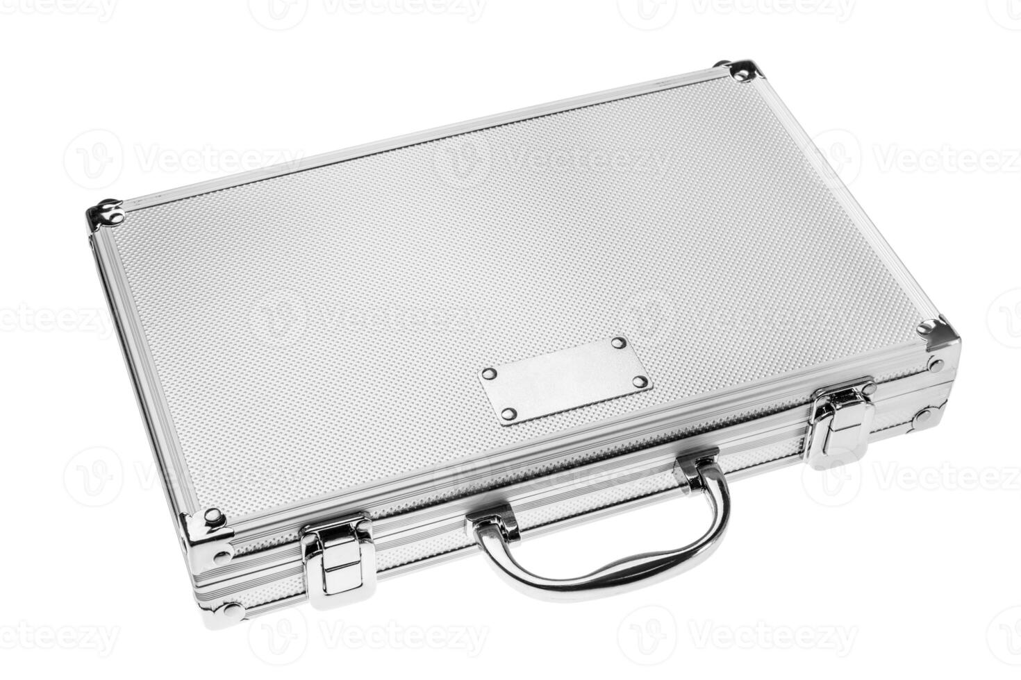 shiny metallic case isolated on a white photo