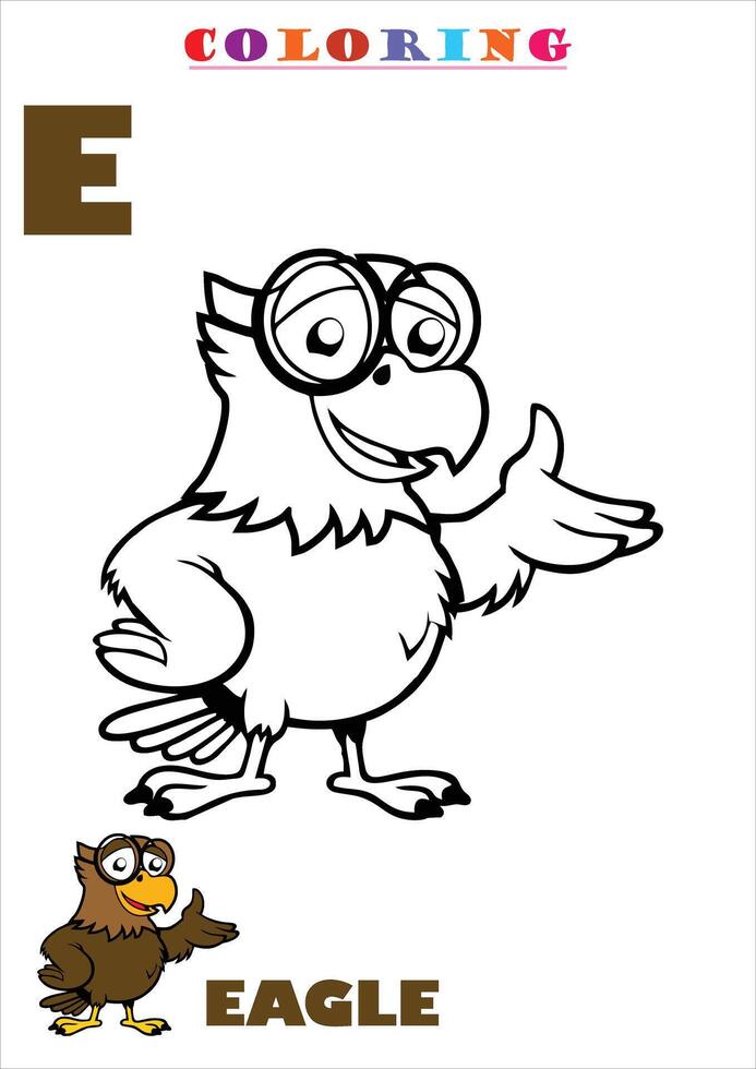 E for Eagle Coloring vector