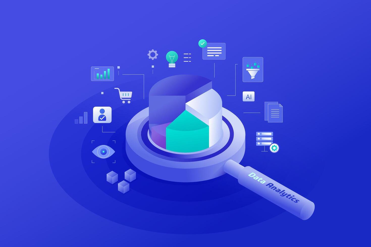 Data Analytics Digital Marketing Market Research Tool concept illustration vector