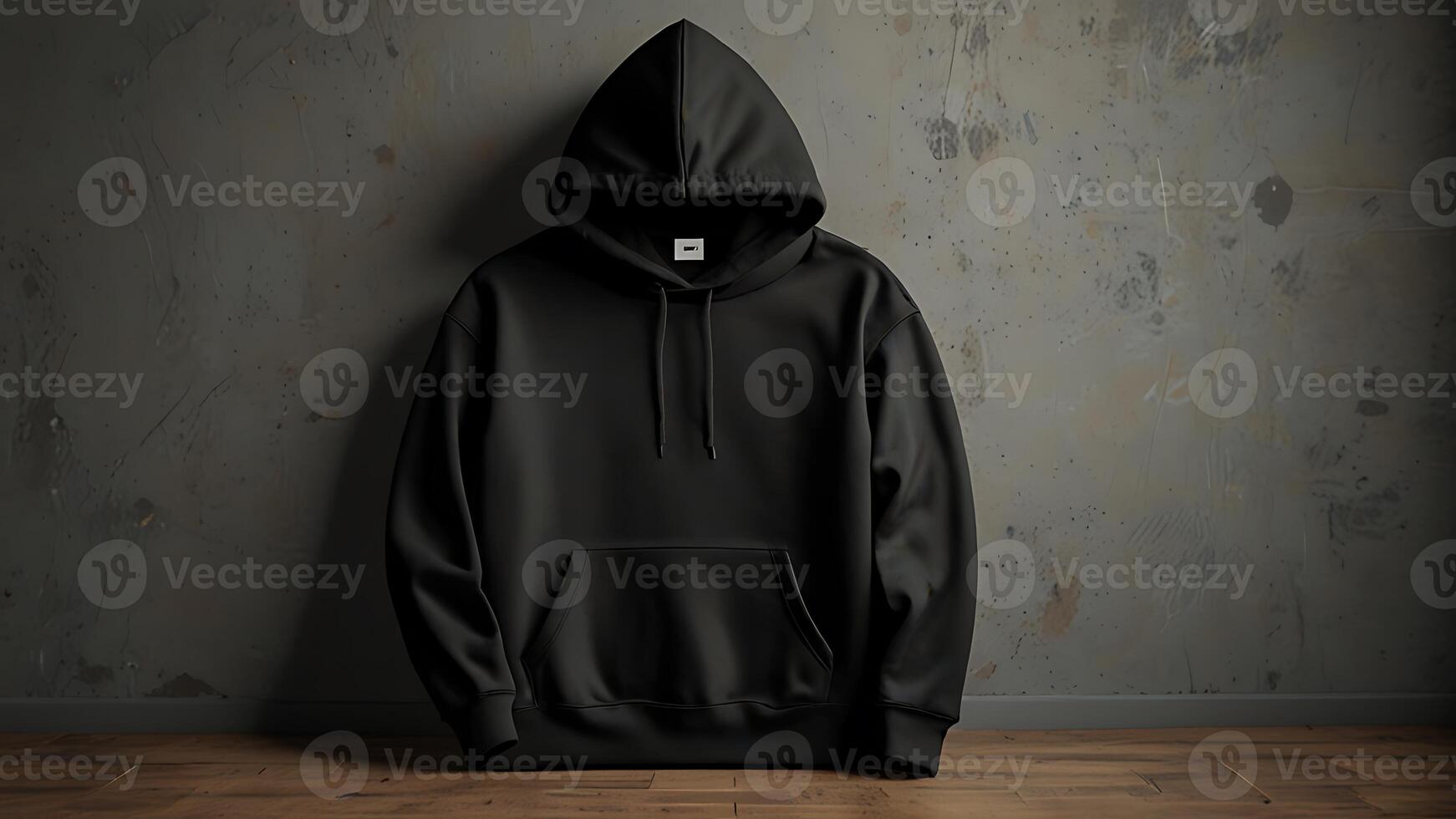 Blank hoodie mockup .Blank sweatshirt black color preview template front and back view on white background. crew neck mock up isolated on white background. Cloth collection. photo