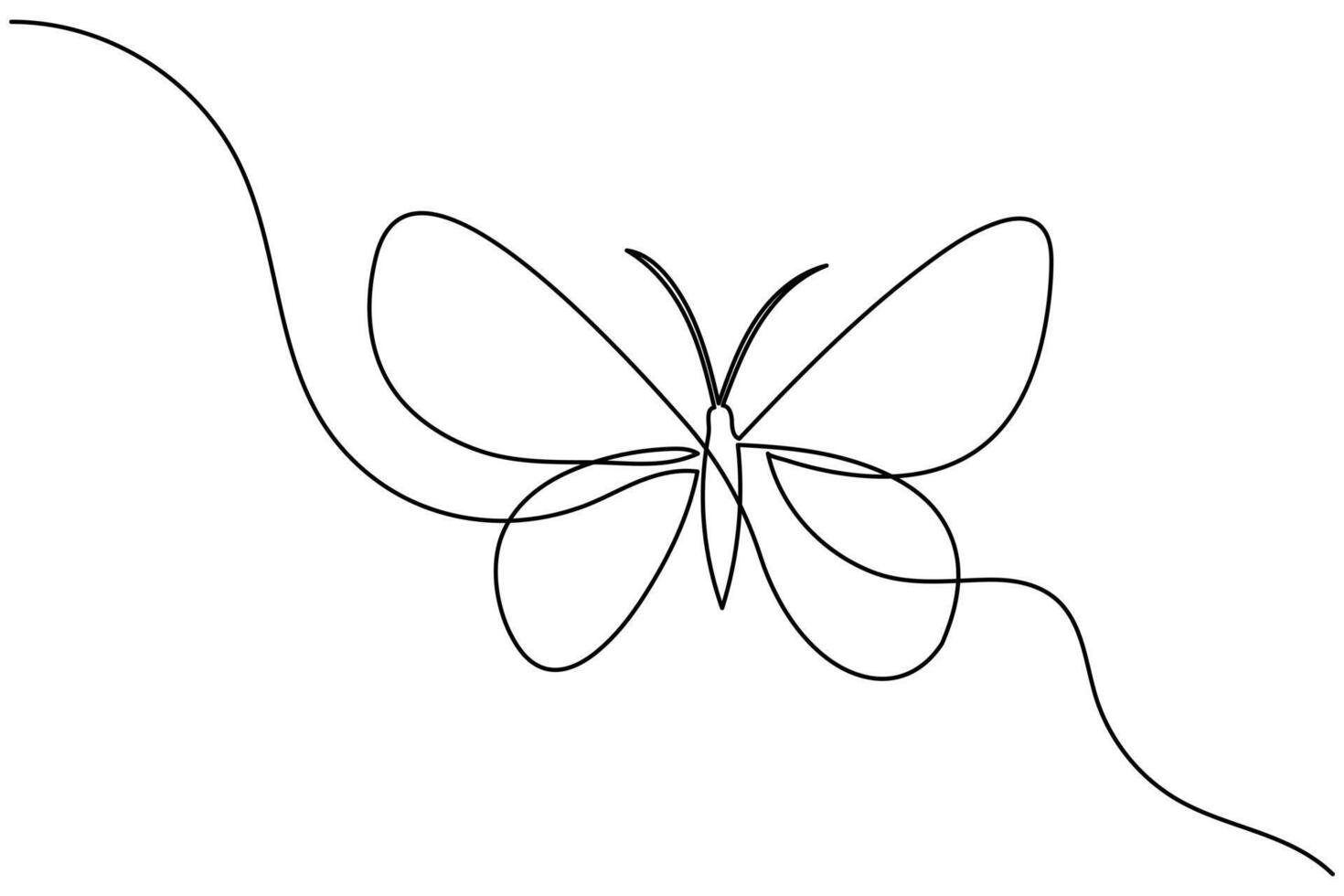 Butterfly one line art and outline design vector