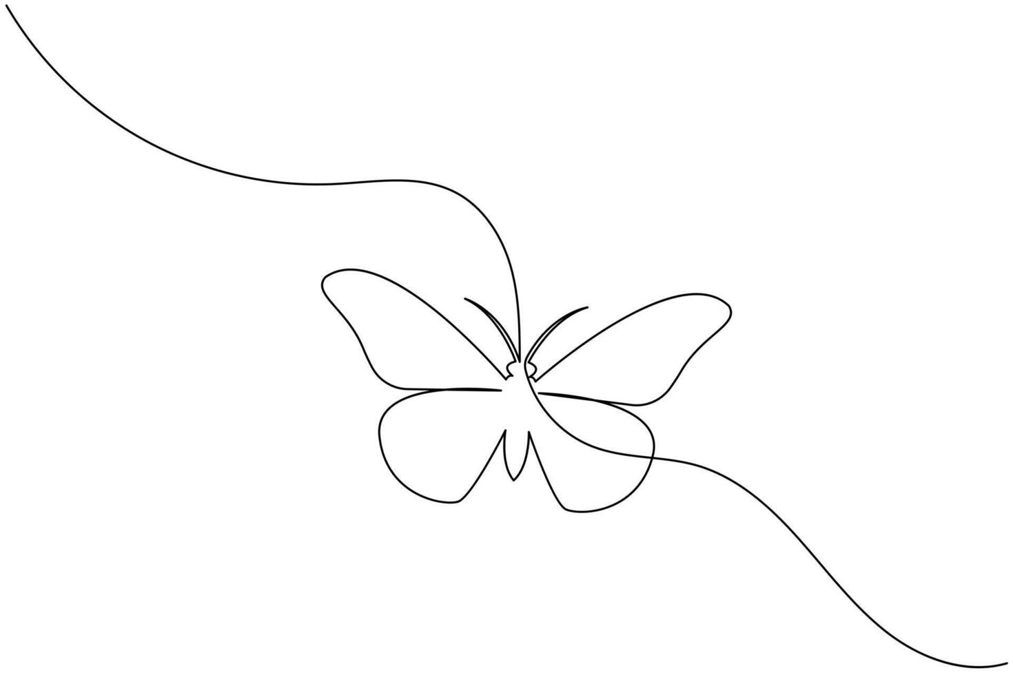 Outline butterfly one line art and outline icon vector
