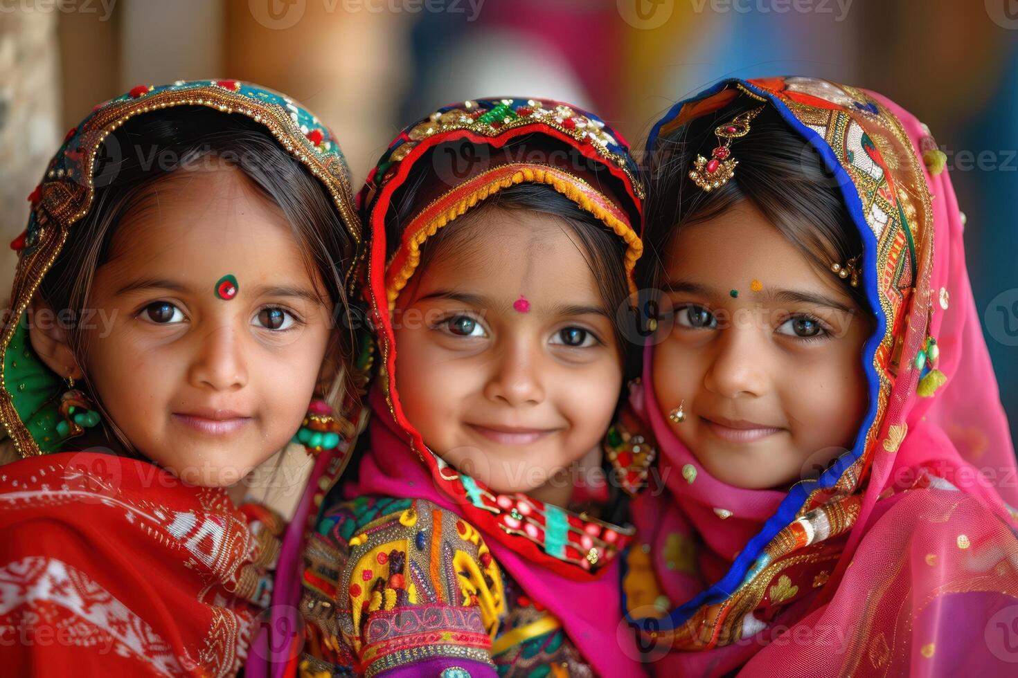 Little Indian Kids Dressed in Traditional Wear, Celebrating Their Cultural Heritage photo