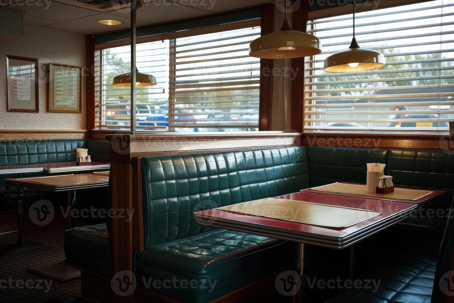 Inviting Dining Area with a Cozy Booth Design, Showcasing Modern and Elegant Restaurant Interior Features photo