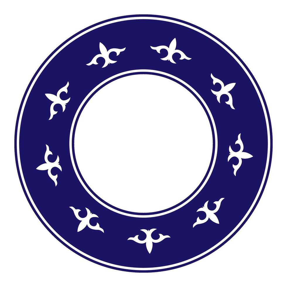 Traditional round ornament of middle Asia for decoration of clothes and yurts. Endless circle, border, frame of Nomadic ornament. Monochrome Kazakh national round pattern, frame. Patterns of the Turk vector