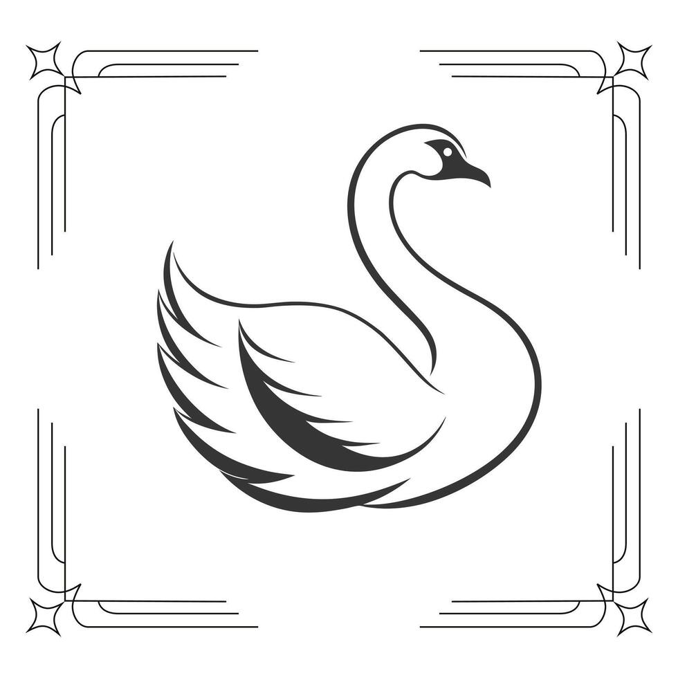 Minimalist art Illustration of Graceful Swan. vector