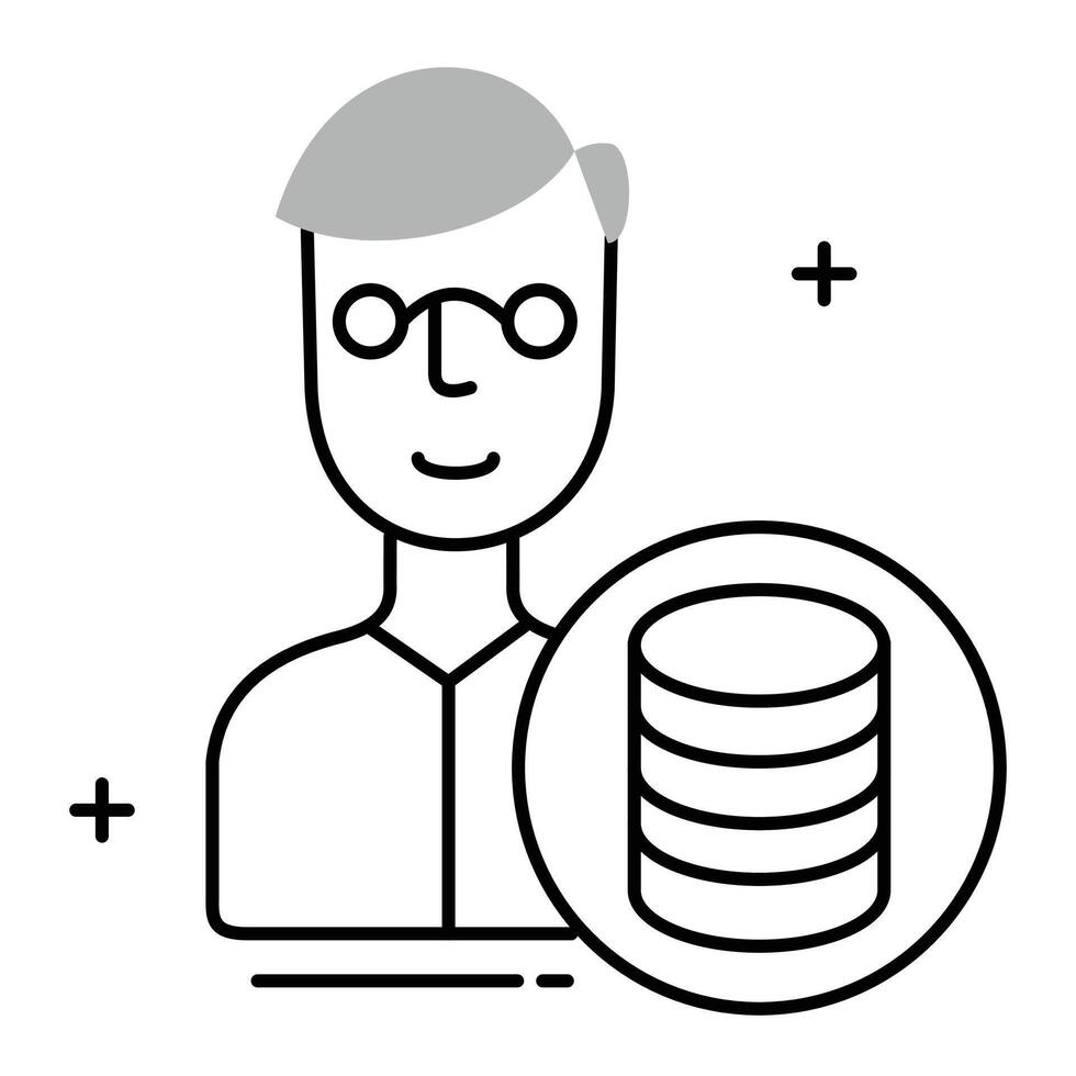 Data Scientist and Machine Learning Icon Design, Technology, Data Visualization, Analytics, AI, vector