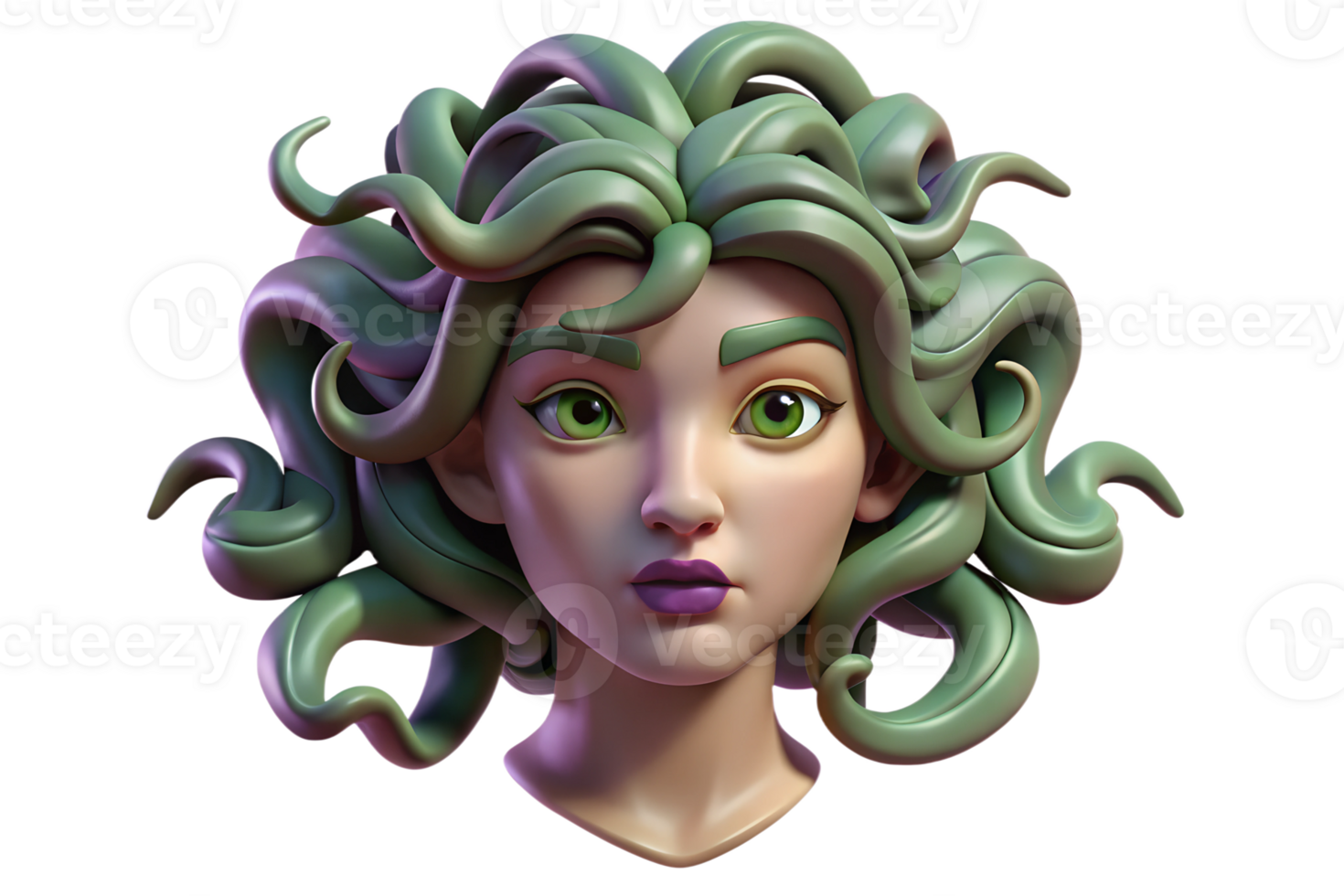 Gorgon medusa with snake hair 3d rendered illustration. Greek mythology concept art png