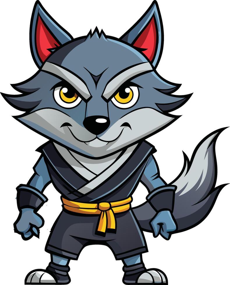 A cartoon wolf in a ninja outfit vector