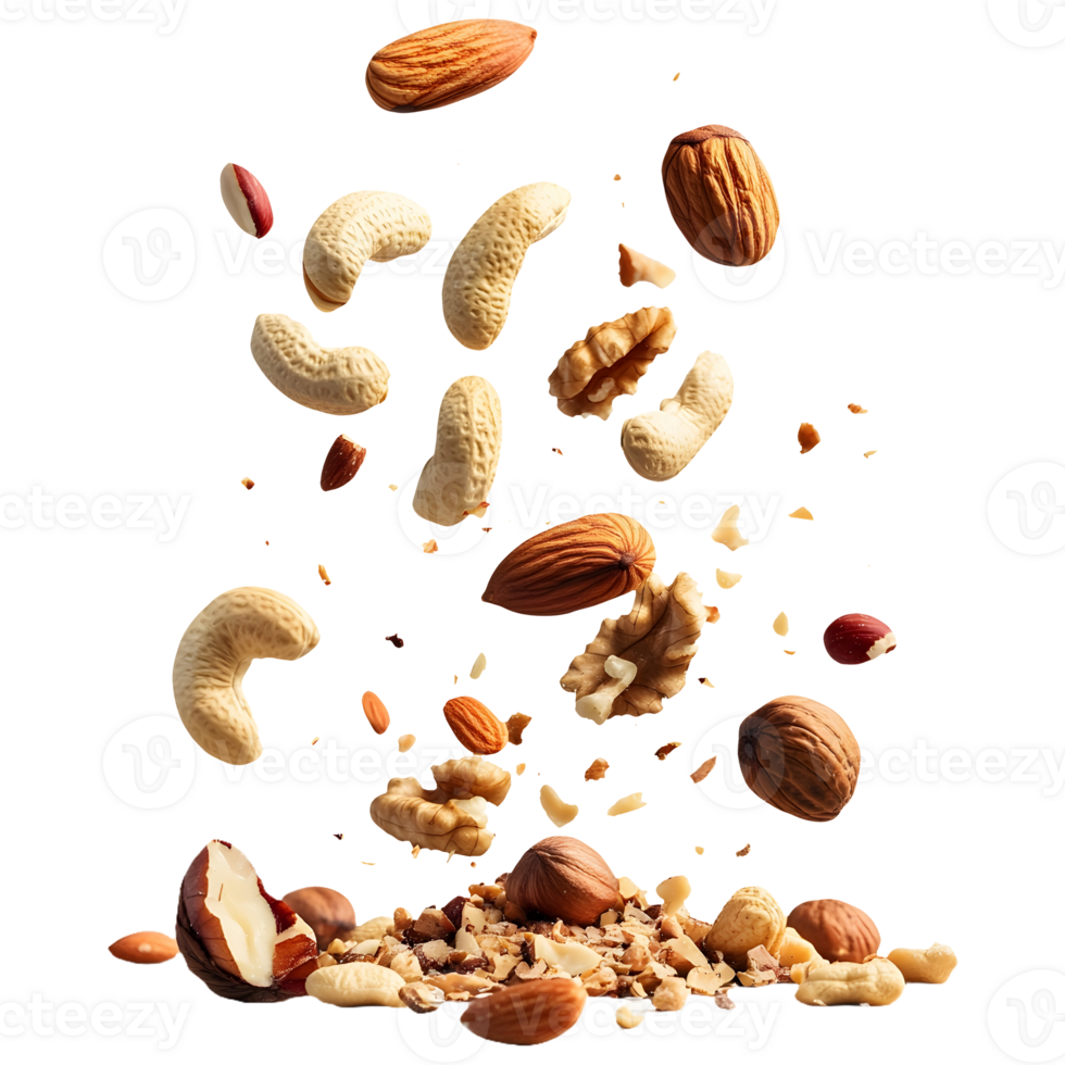 Vegan Energy Various Organic Nuts Falling for Health Banners and Product Covers png