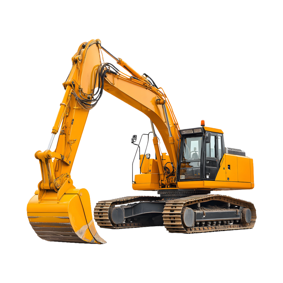 Heavy-Lifting Machine Sleek Yellow Excavator Isolated for Product Promotions and Posts png