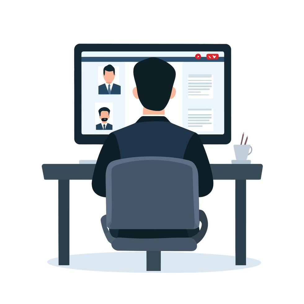 Office Productivity with Person Using a Computer vector