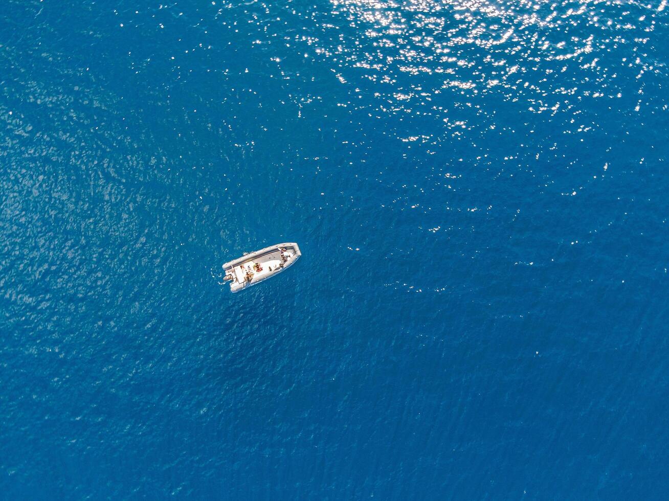 Bird's eye view of scuba diving boat in the caribean ocean ,Martinique, West Indies, France photo
