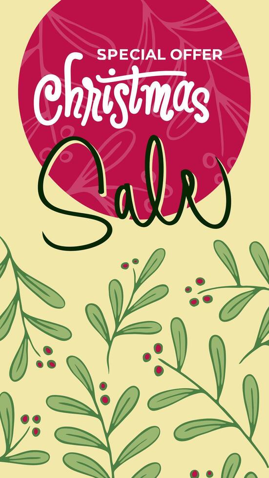 Christmas Story Templates with Mistletoe Garlands Script Inscriptions vector