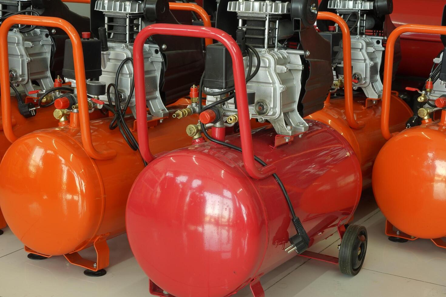 BAKU, AZERBAIJAN - May 20, 2022. Electrical equipment, high-pressure devices for washing cars by Omax are on sale in the store photo