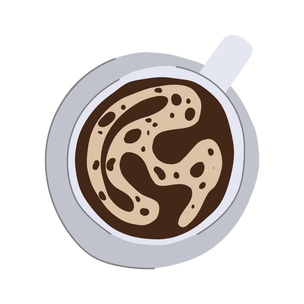 latte coffee cup top cartoon illustration vector