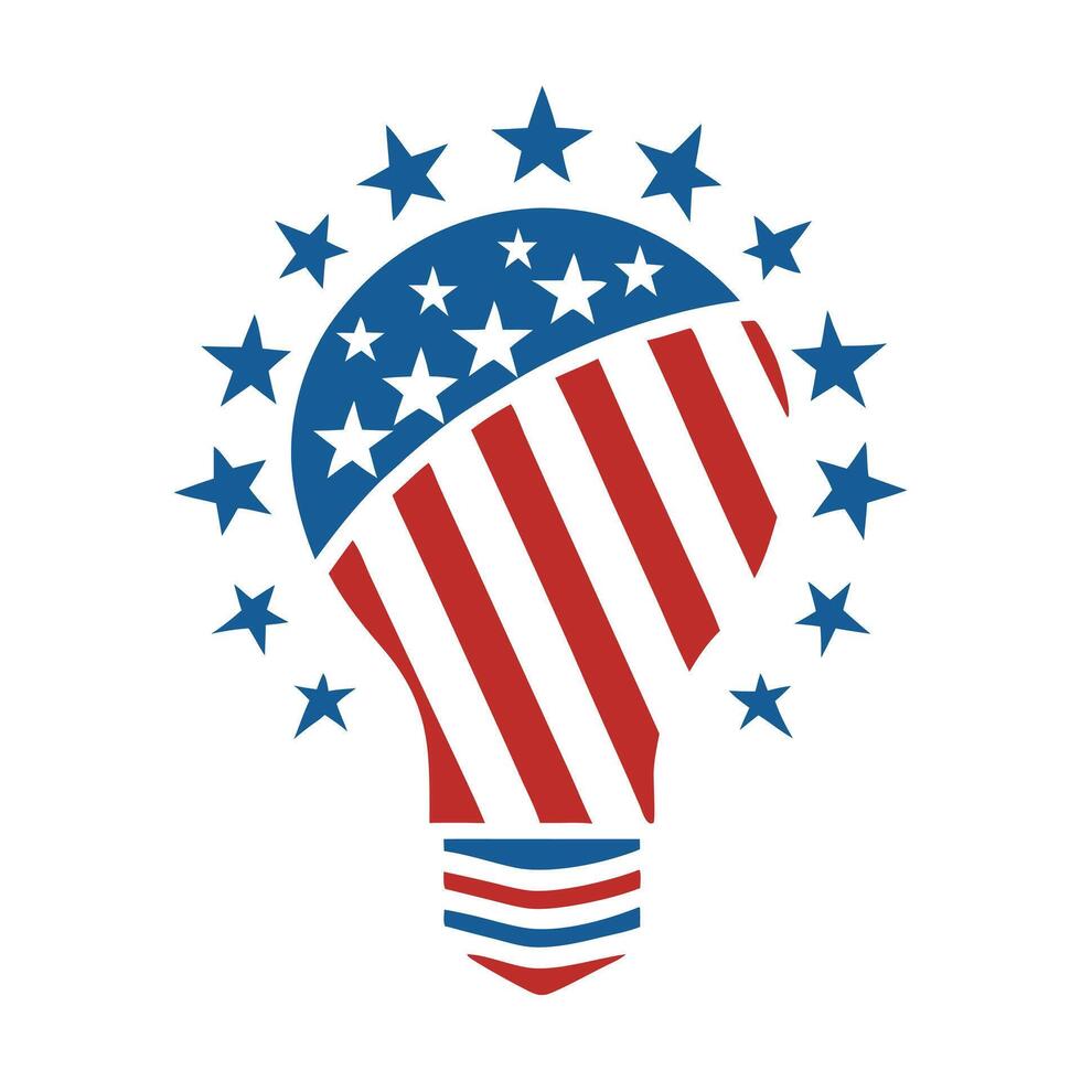 Creative American Flag Lightbulb Art vector